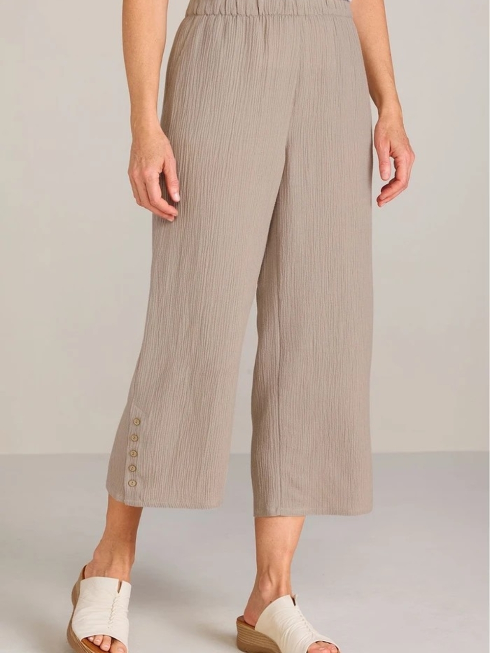 NWT Soft Surroundings Oceo Crinkle Gauze Wide Leg Crops
